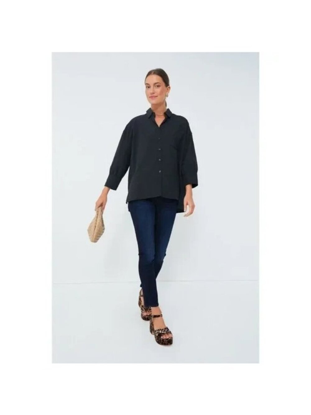 Pomander Place by Tuckernuck Black Adair Boyfriend Button Down Shirt size L